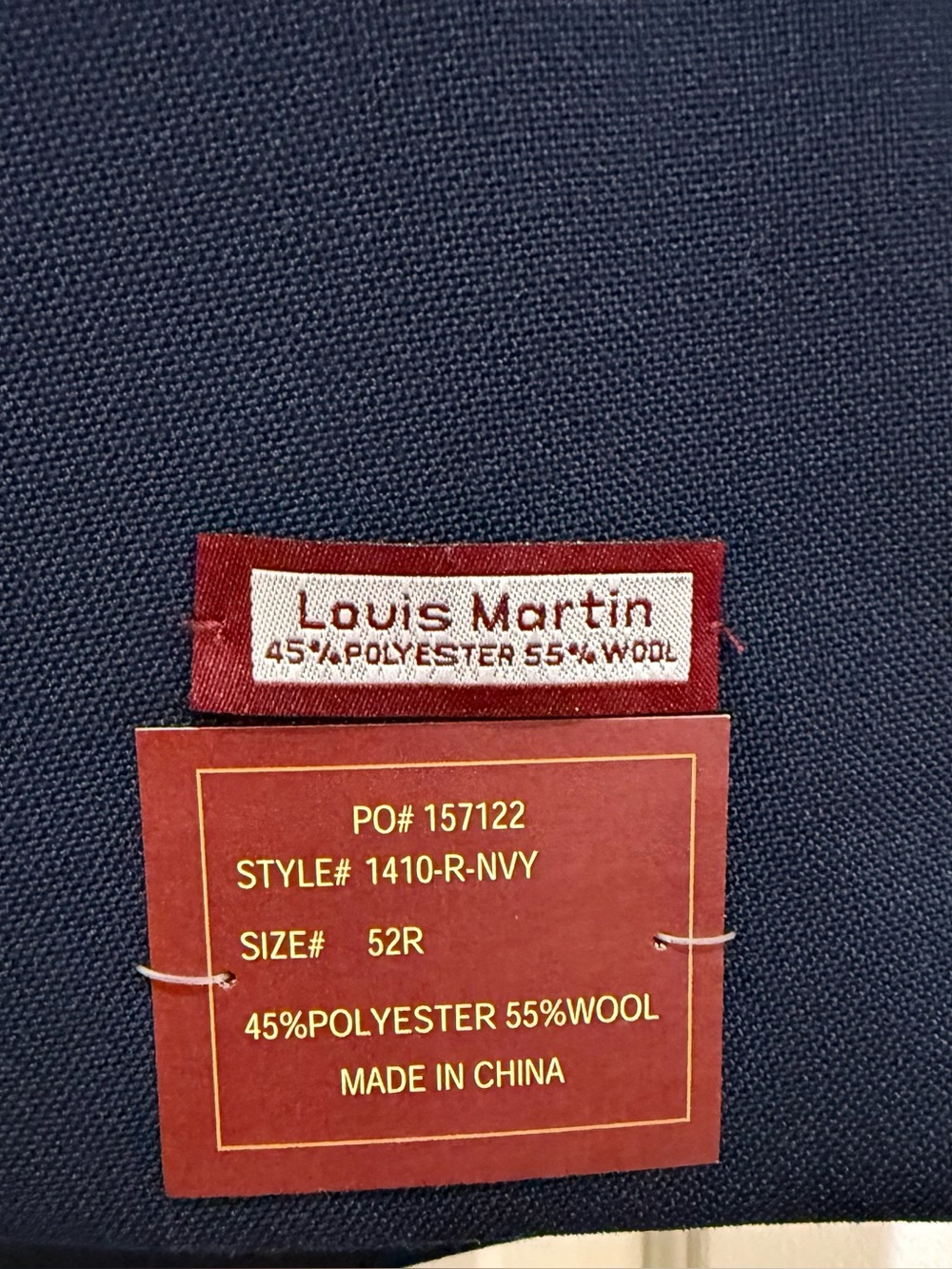 Men’s Louis Martin Navy Sport Coat. Size 52R. New with tags. - Picture 9 of 9